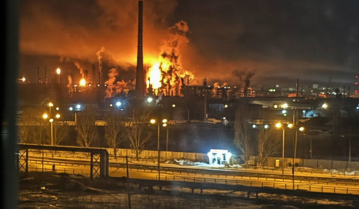 Stopped oil refinery plant in Russia