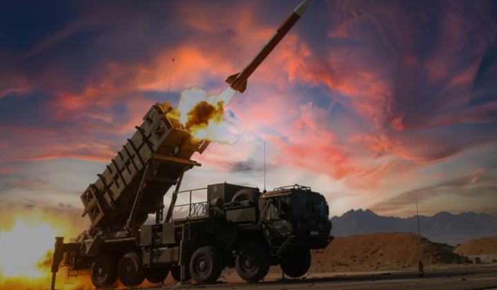 New Patriot missiles on Ukrainian background