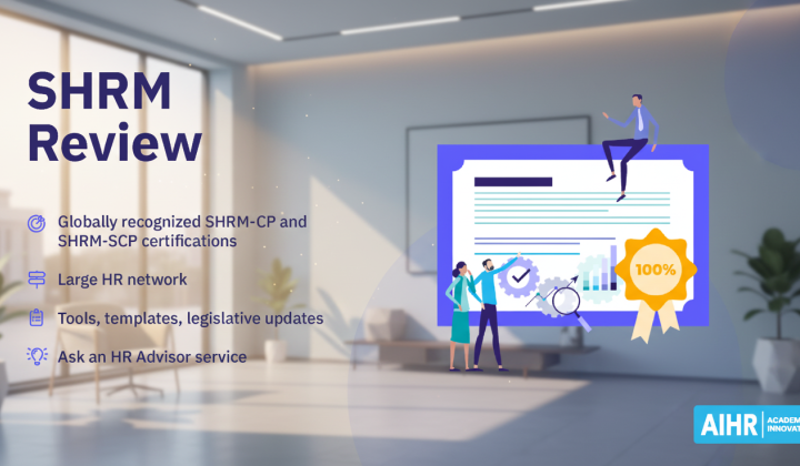 SHRM and AIHR logos on background