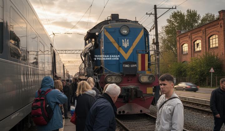 Поврежденные вагоны после столкновения на Винничине