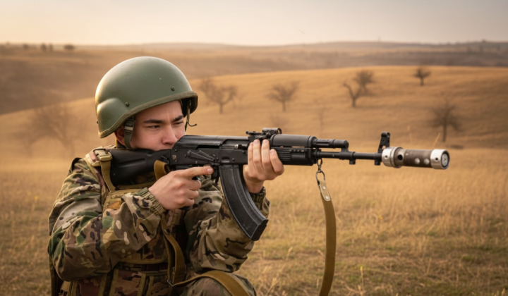 Ukrainian teenagers at military training in Crimea