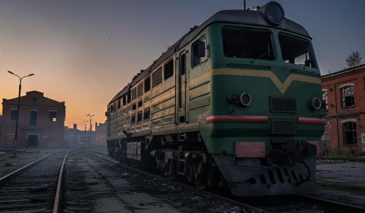 Damaged depot and train station in Kharkiv region