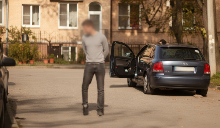 Police patrol apprehend reckless driver on the road