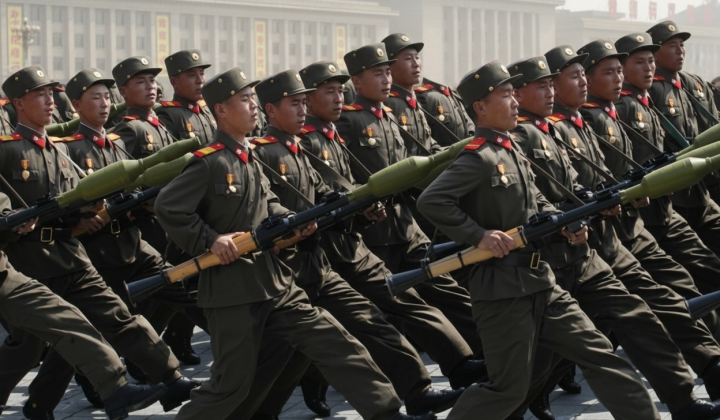 Portrait of Kim Jong Un and soldier