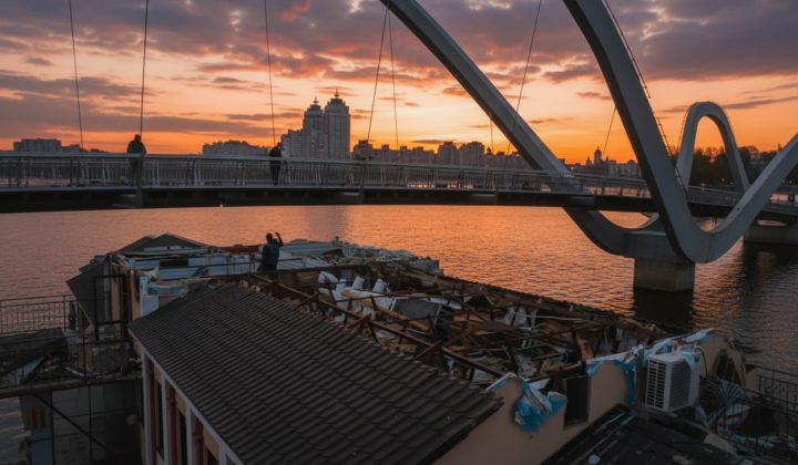 Kyiv. Park transformation after pontoons removal