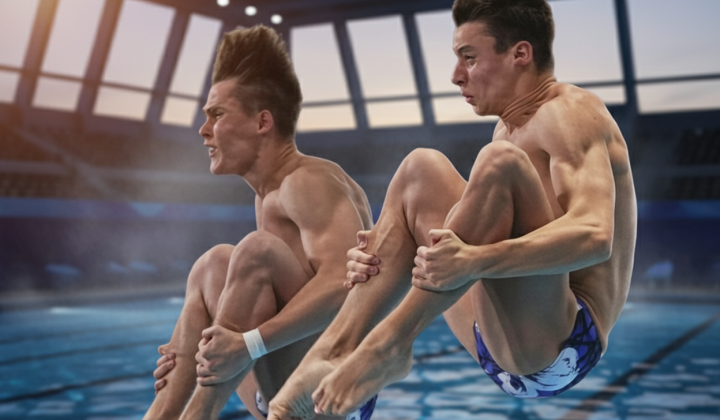 Ukrainian divers jumping into the water