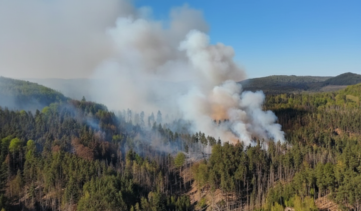 Fire in Czech Switzerland: rescuers and helicopters