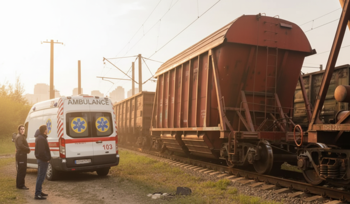 Teenager on the roof of a train in Vinnytsia