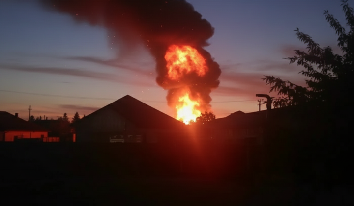 Ukrainian drone destroys oil depot in Russia