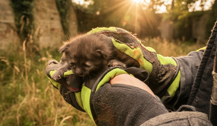 Kitten rescued from trap in Kremenchuk