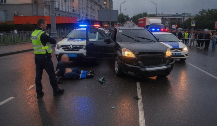 Car accident in Kyiv: driver without license crashed into police cars