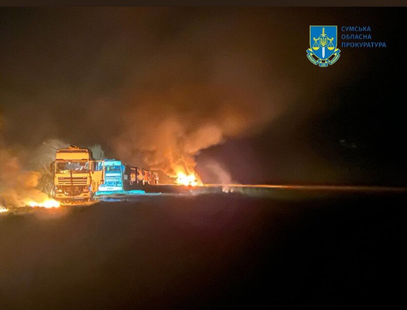 Зернозагрузчики на полі Сумщини постраждали від атаки Росії